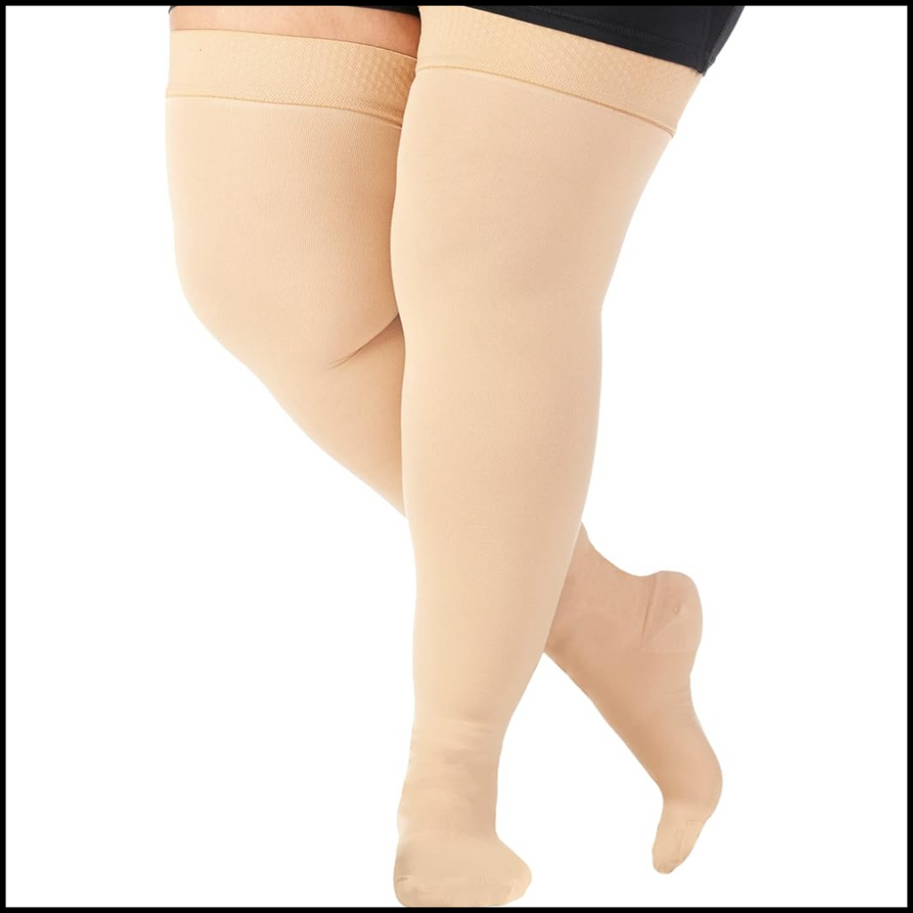 Fit Fortify Plus Size Thigh High 20-30 Mmhg Compression Stockings for Men & Women