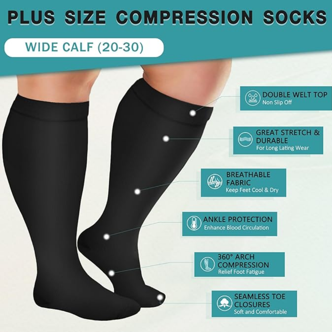 Lovely Plus Size 3 Pairs Compression Socks