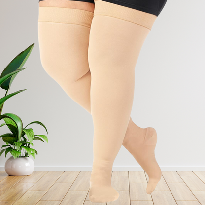 Fit Fortify Plus Size Thigh High 20-30 Mmhg Compression Stockings for Men & Women