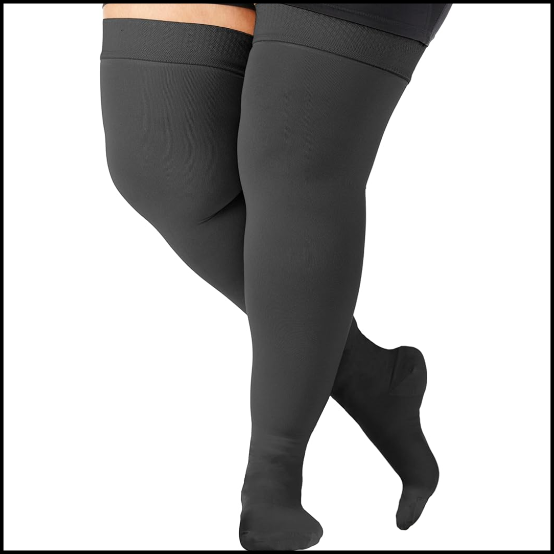 Fit Fortify Plus Size Thigh High 20-30 Mmhg Compression Stockings for Men & Women