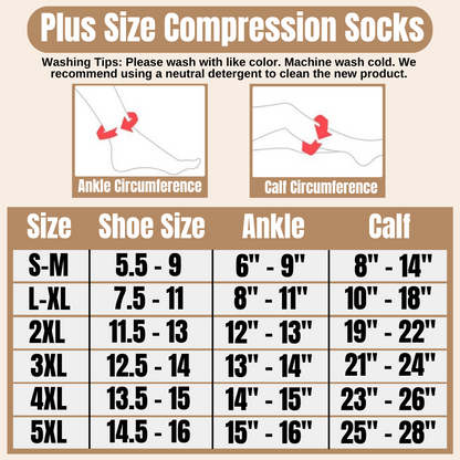 Fit Fortify 20-30 mmHg Plus Size Compression Socks for Women and Men Wide Calf (3 Pairs)